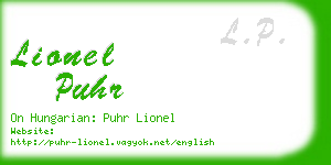 lionel puhr business card